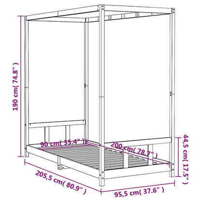 Kids Bed Frame 90x200 cm Solid Wood Pine