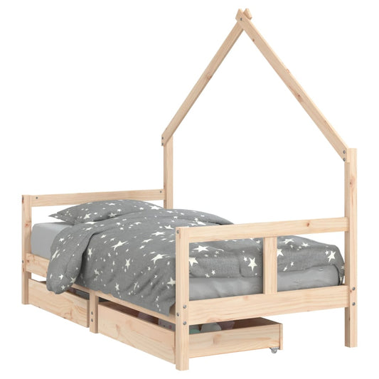Kids Bed Frame with Drawers 80x160 cm Solid Wood Pine
