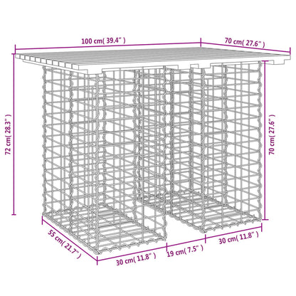 Garden Table Gabion Design 100x70x72 cm Solid Wood Douglas
