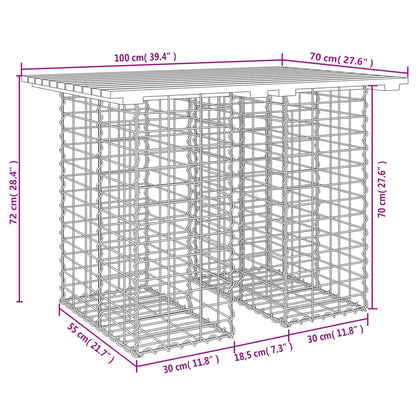 Garden Table Gabion Design 100x70x72 cm Impregnated Wood Pine