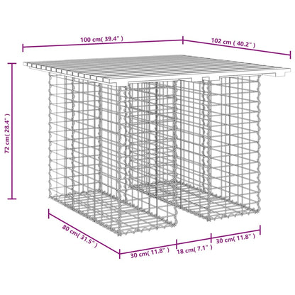 Garden Table Gabion Design 100x102x72 cm Impregnated Wood Pine