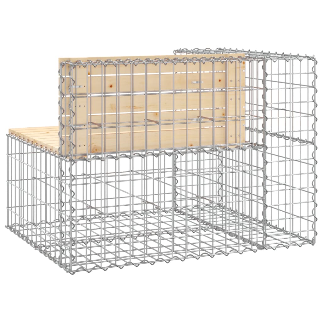 Garden Bench | Natural wood, Silver | Solid pine wood, Galvanised steel