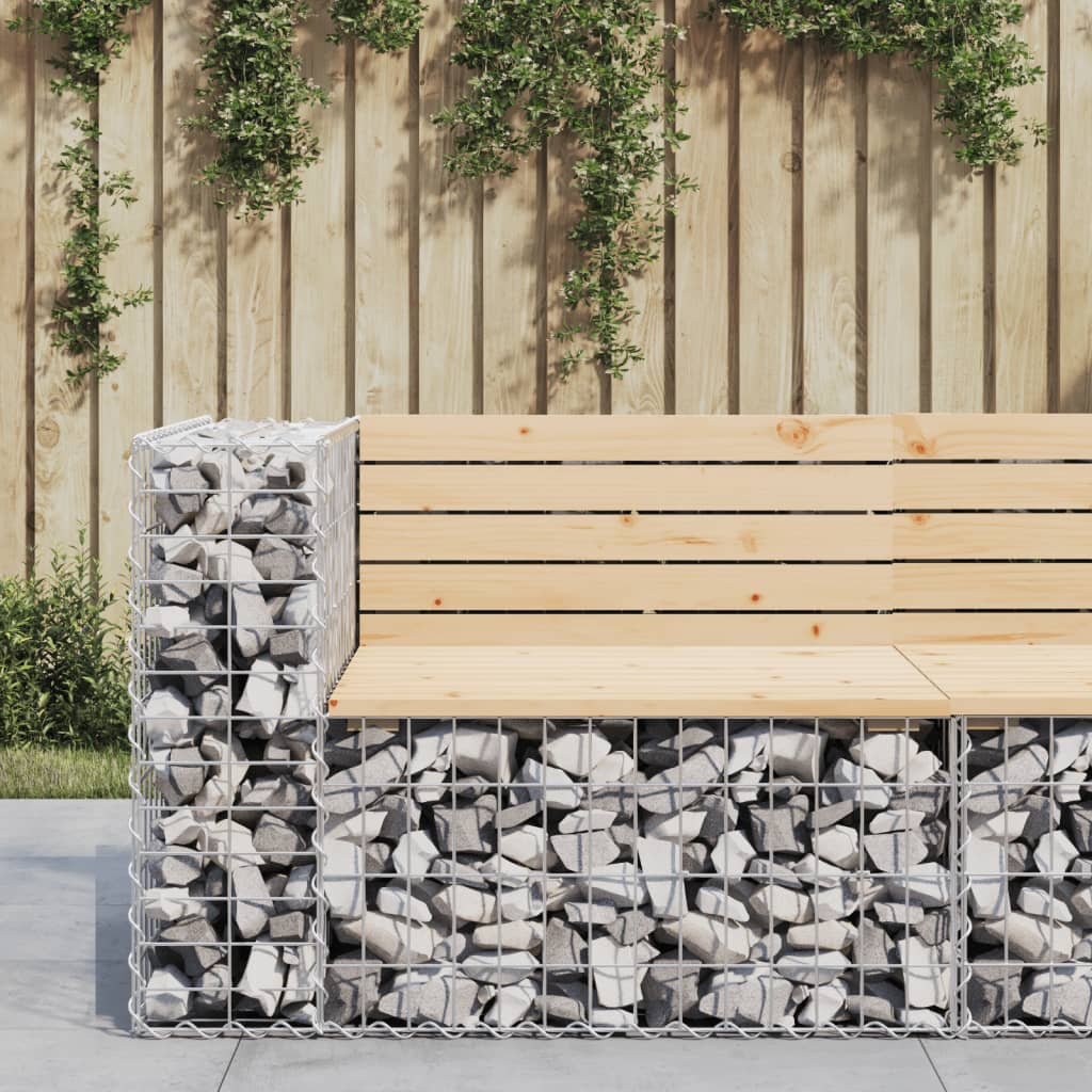 Garden Bench | Natural wood, Silver | Solid pine wood, Galvanised steel