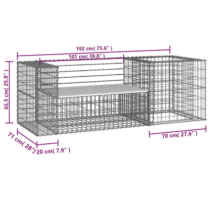 Garden Bench With Gabion Basket | Natural Pine, Silver