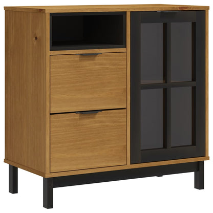 Highboard with Glass Doors "FLAM" 80x40x180 cm Solid Wood Pine