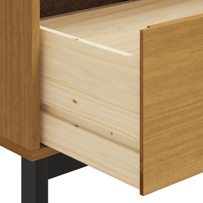 Highboard with Glass Doors "FLAM" 80x40x180 cm Solid Wood Pine
