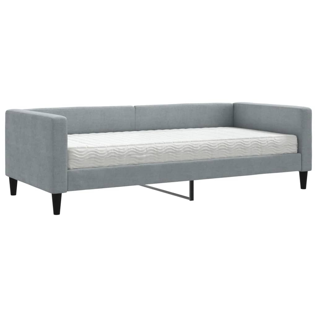 Daybed with Mattress Light Grey 90x190 cm Fabric