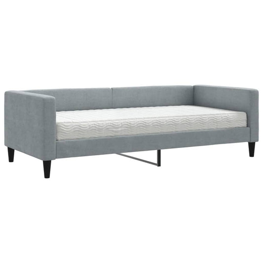 Daybed with Mattress Light Grey 90x190 cm Fabric