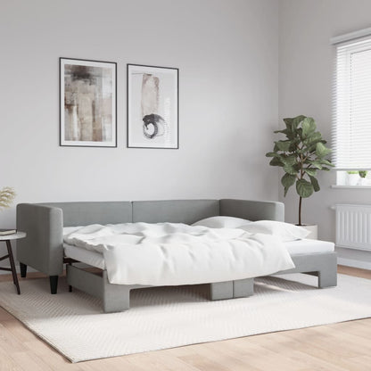 Daybed with Trundle without Mattress Light Grey 90x190 cm Single
