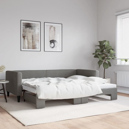 Daybed with Trundle without Mattress Dark Grey 90x190 cm Single
