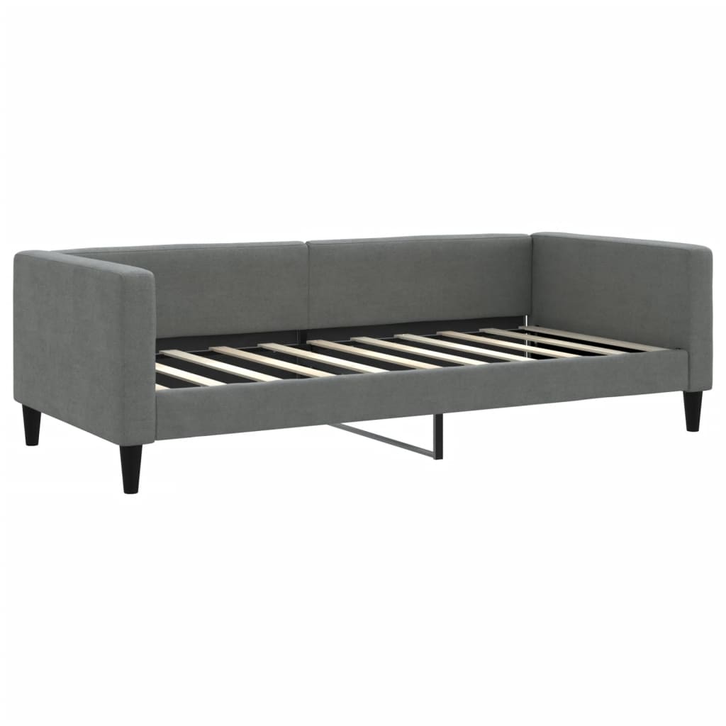 Daybed with Trundle and Mattresses Dark Grey 90x190 cm Fabric