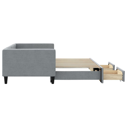 Daybed with Trundle&Drawers without Mattress Light Grey 90x190 cm Single