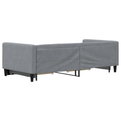 Daybed with Trundle&Drawers without Mattress Light Grey 90x190 cm Single