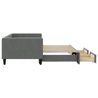 Daybed with Trundle&Drawers without Mattress Dark Grey 90x190 cm Single