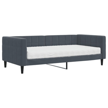 Daybed with Mattress Dark Grey 90x190 cm Velvet
