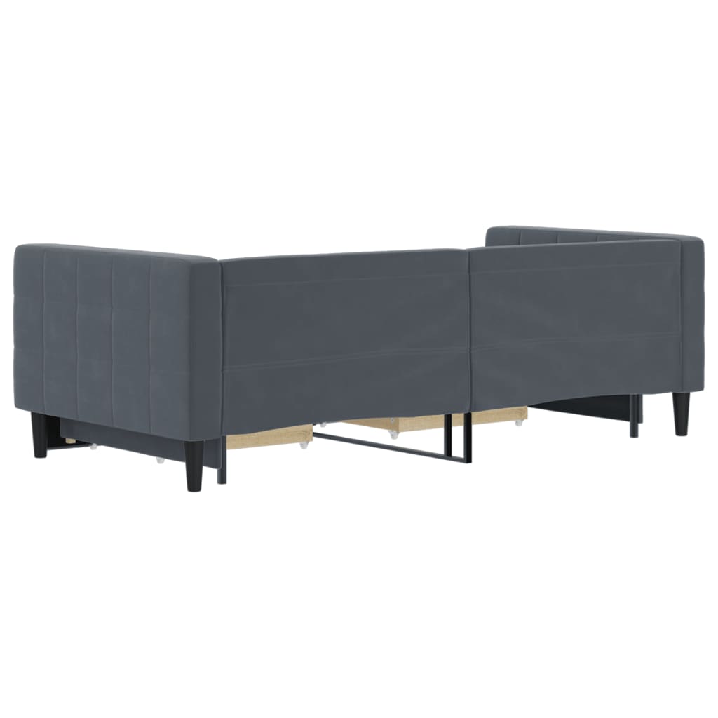 Daybed with Trundle&Drawers without Mattress Dark Grey 90x190 cm Single