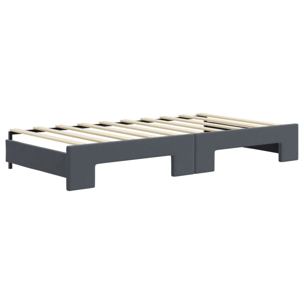 Daybed with Trundle and Drawers Dark Grey 90x190 cm Velvet