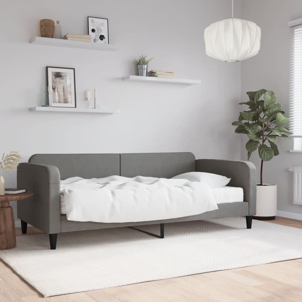 Daybed with Mattress Dark Grey 90x190 cm Fabric