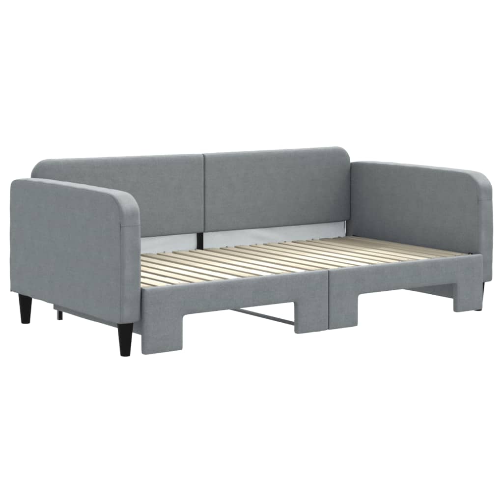 Daybed with Trundle without Mattress Light Grey 90x190 cm Single