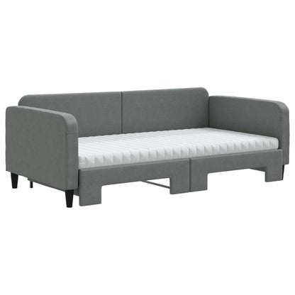 Daybed with Trundle and Mattresses Dark Grey 90x190 cm Fabric