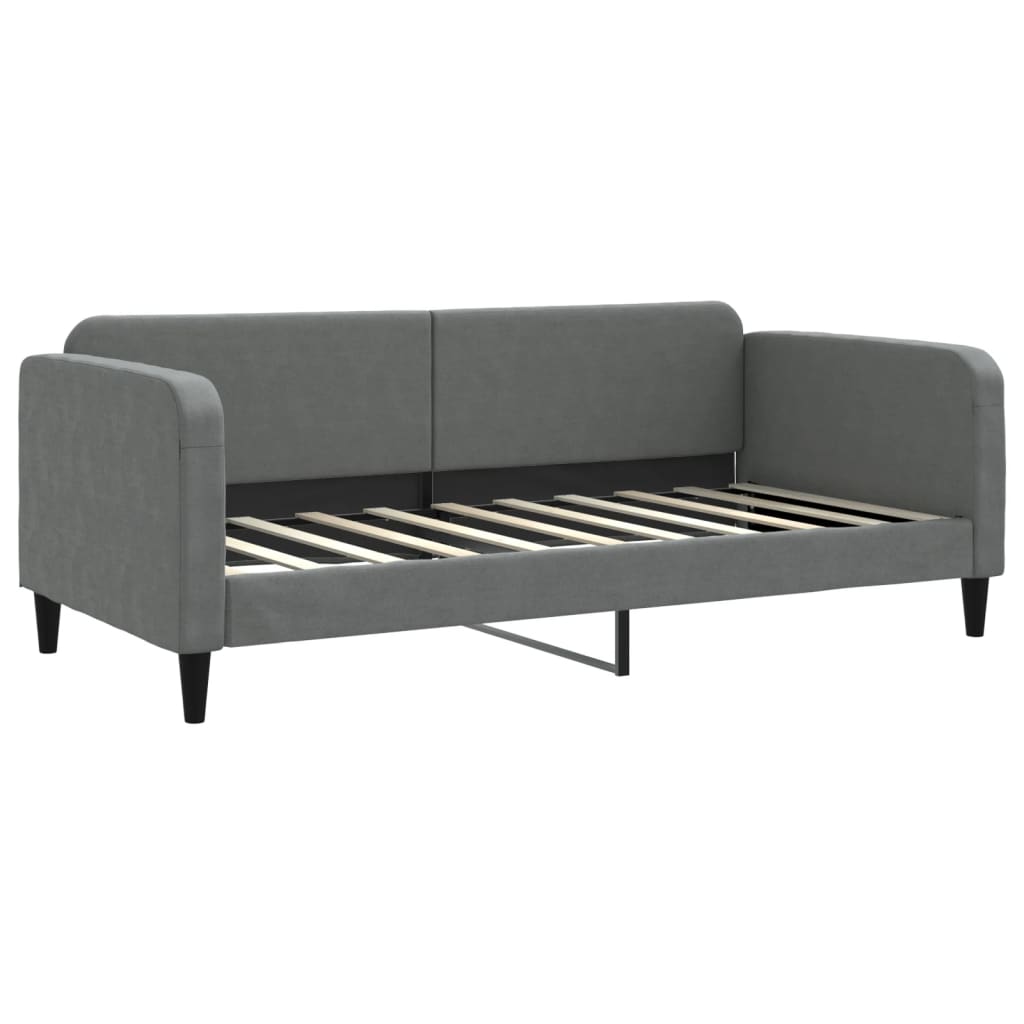 Daybed with Trundle and Mattresses Dark Grey 90x190 cm Fabric