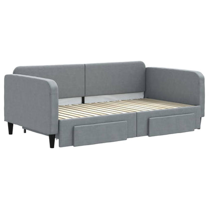 Daybed with Trundle&Drawers without Mattress Light Grey 90x190 cm Single