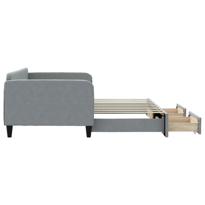 Daybed with Trundle&Drawers without Mattress Light Grey 90x190 cm Single