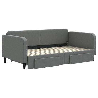Daybed with Trundle&Drawers without Mattress Dark Grey 90x190 cm Single