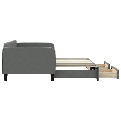 Daybed with Trundle&Drawers without Mattress Dark Grey 90x190 cm Single