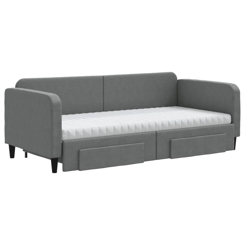 Daybed with Trundle and Drawers Dark Grey 90x190 cm Fabric