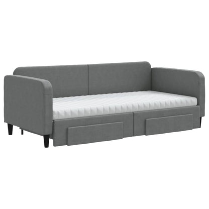 Daybed with Trundle and Drawers Dark Grey 90x190 cm Fabric