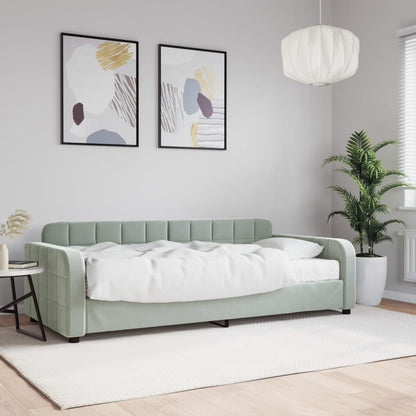Daybed with Mattress Light Grey 90x190 cm Velvet