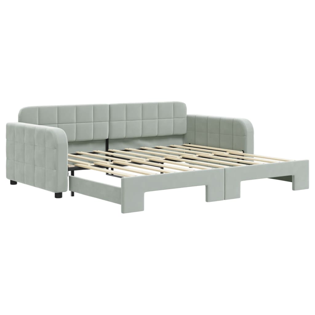 Daybed with Trundle without Mattress Light Grey 90x190 cm Single