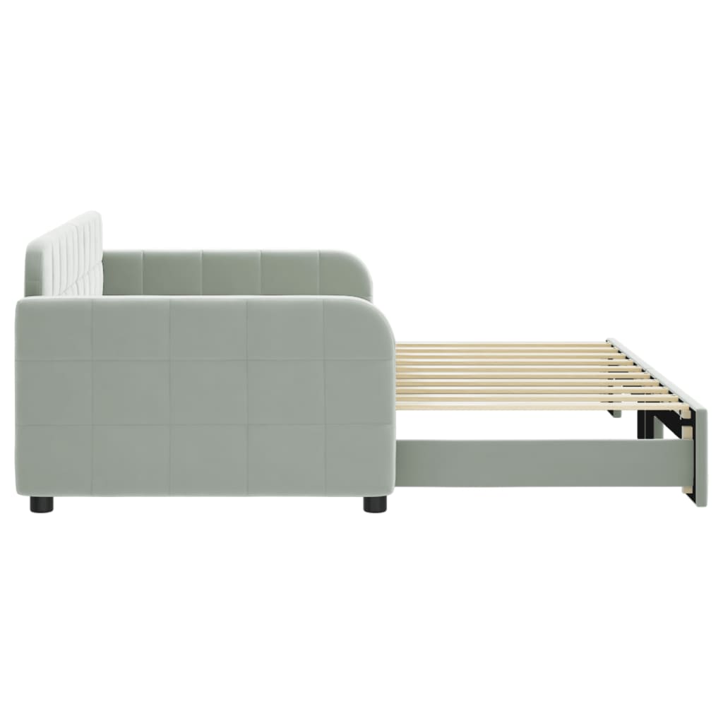 Daybed with Trundle without Mattress Light Grey 90x190 cm Single