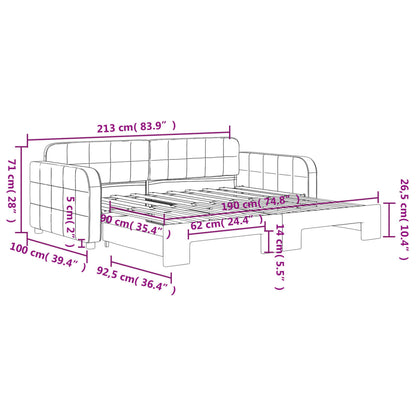 Daybed with Trundle without Mattress Light Grey 90x190 cm Single