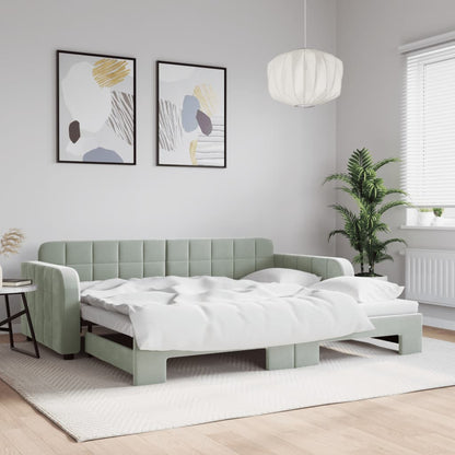 Daybed with Trundle without Mattress Light Grey 90x190 cm Single