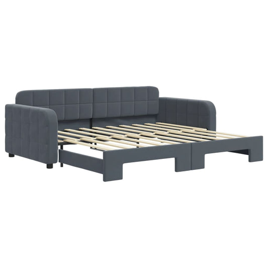 Daybed with Trundle without Mattress Dark Grey 90x190 cm
