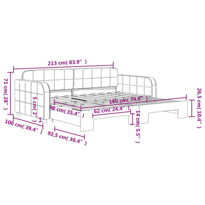 Daybed with Trundle without Mattress Dark Grey 90x190 cm Single