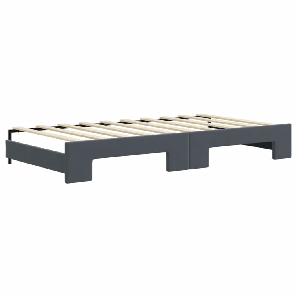 Daybed with Trundle and Mattresses Dark Grey 90x190 cm Velvet
