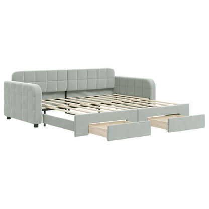 Daybed with Trundle&Drawers without Mattress Light Grey 90x190 cm Single