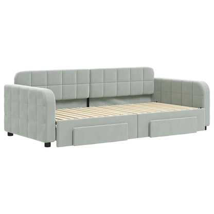 Daybed with Trundle&Drawers without Mattress Light Grey 90x190 cm Single