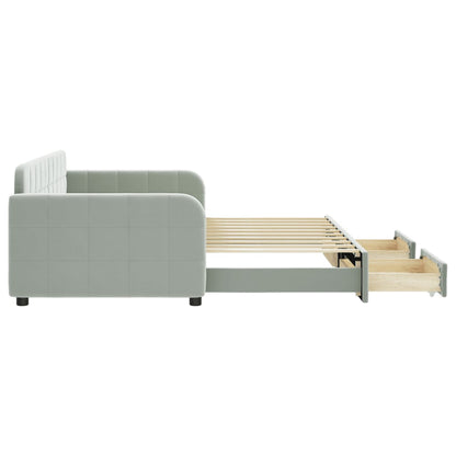 Daybed with Trundle&Drawers without Mattress Light Grey 90x190 cm Single