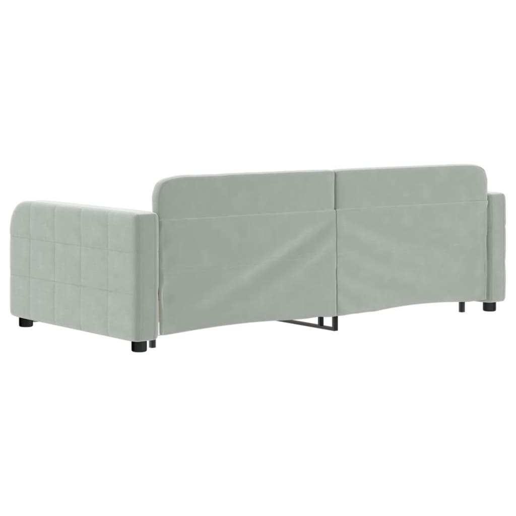 Daybed with Trundle&Drawers without Mattress Light Grey 90x190 cm Single