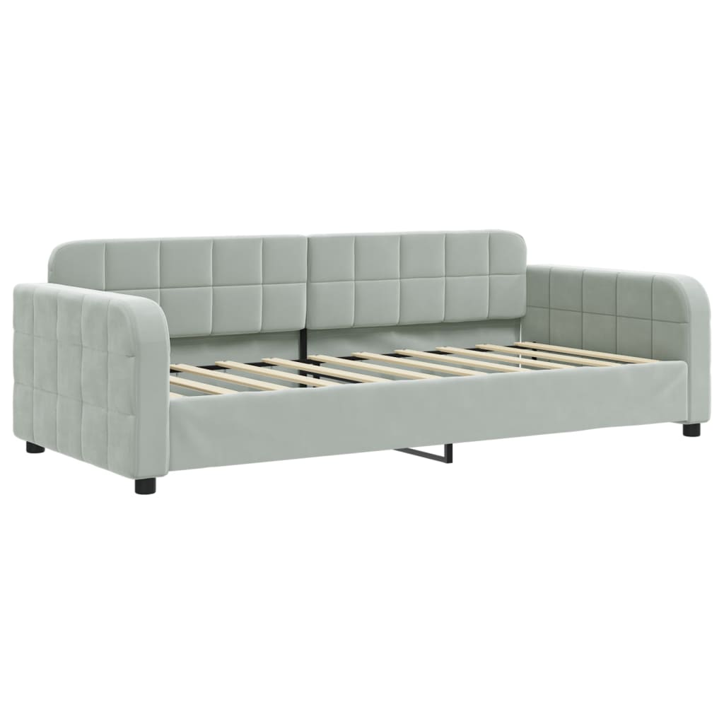 Daybed with Trundle&Drawers without Mattress Light Grey 90x190 cm Single