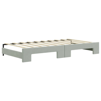 Daybed with Trundle&Drawers without Mattress Light Grey 90x190 cm Single