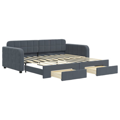 Daybed with Trundle&Drawers without Mattress Dark Grey 90x190 cm