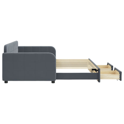 Daybed with Trundle&Drawers without Mattress Dark Grey 90x190 cm