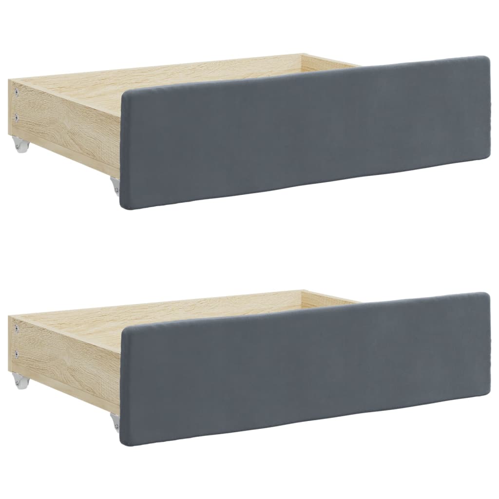 Daybed with Trundle&Drawers without Mattress Dark Grey 90x190 cm