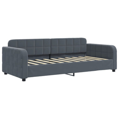 Daybed with Trundle and Drawers Dark Grey 90x190 cm Velvet
