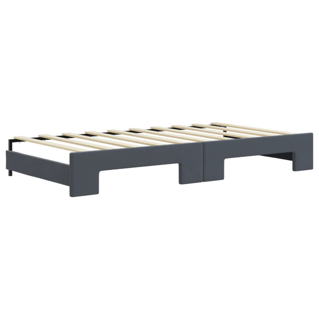 Daybed with Trundle and Drawers Dark Grey 90x190 cm Velvet